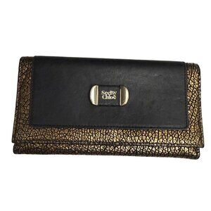 Vintage See by Chloe Women Trifold Leather Wallet Black Gold Everyday Timeless